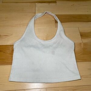🤍 White Ribbed Halter Top